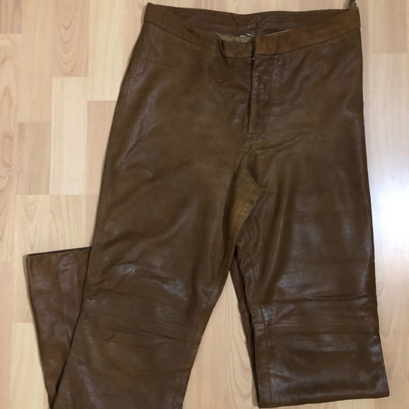 Women’s Authentic Brown Leather Pants Size 8 - Picture 1 of 8